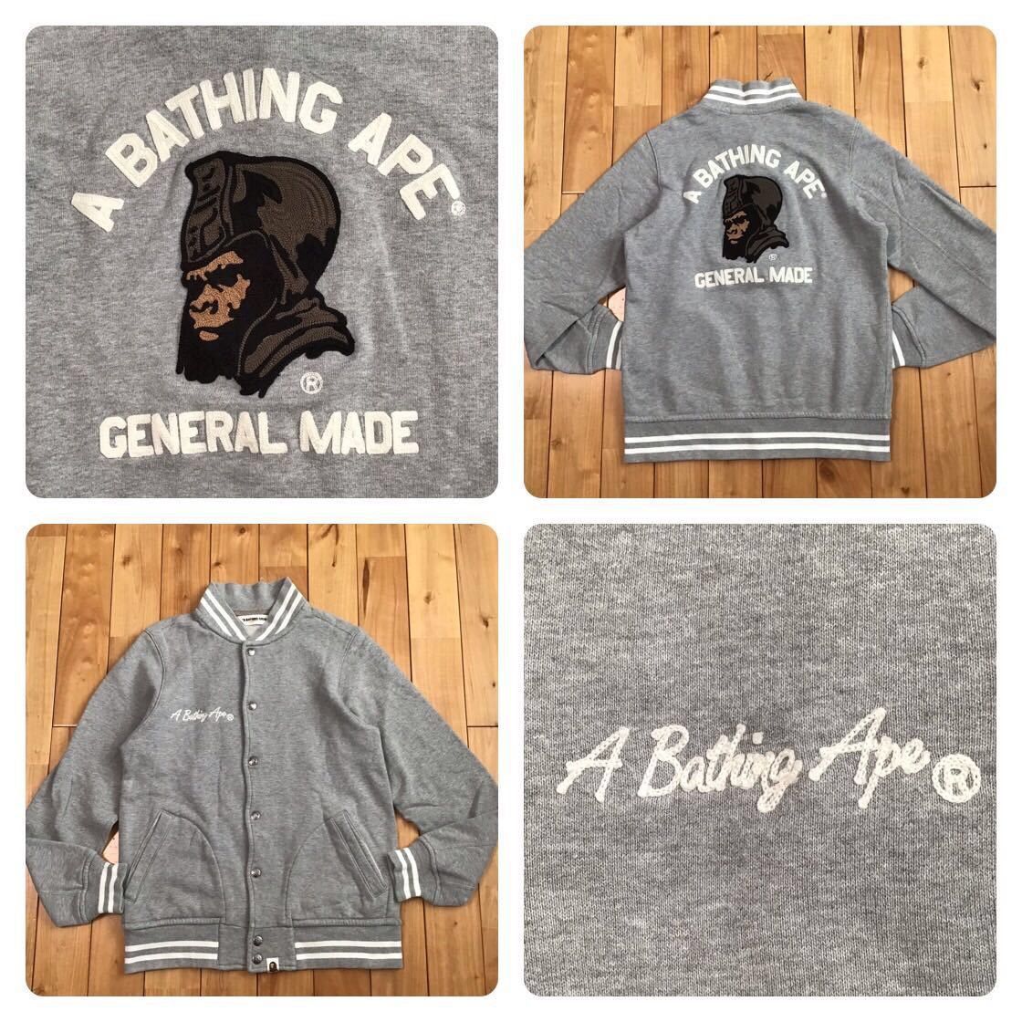 image of Bape General Sweat Varsity Jacket Gray A Bathing Ape Nigo in Grey, Men's (Size Small)