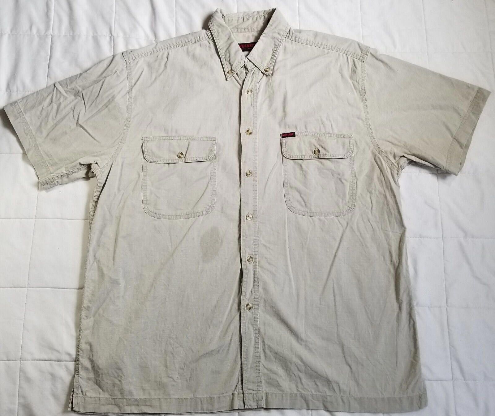Wolverine Wolverine Large Tan 100% Cotton Button Up Short Sleeve Shirt Size US L / EU 52-54 / 3 - 1 Thumbnail