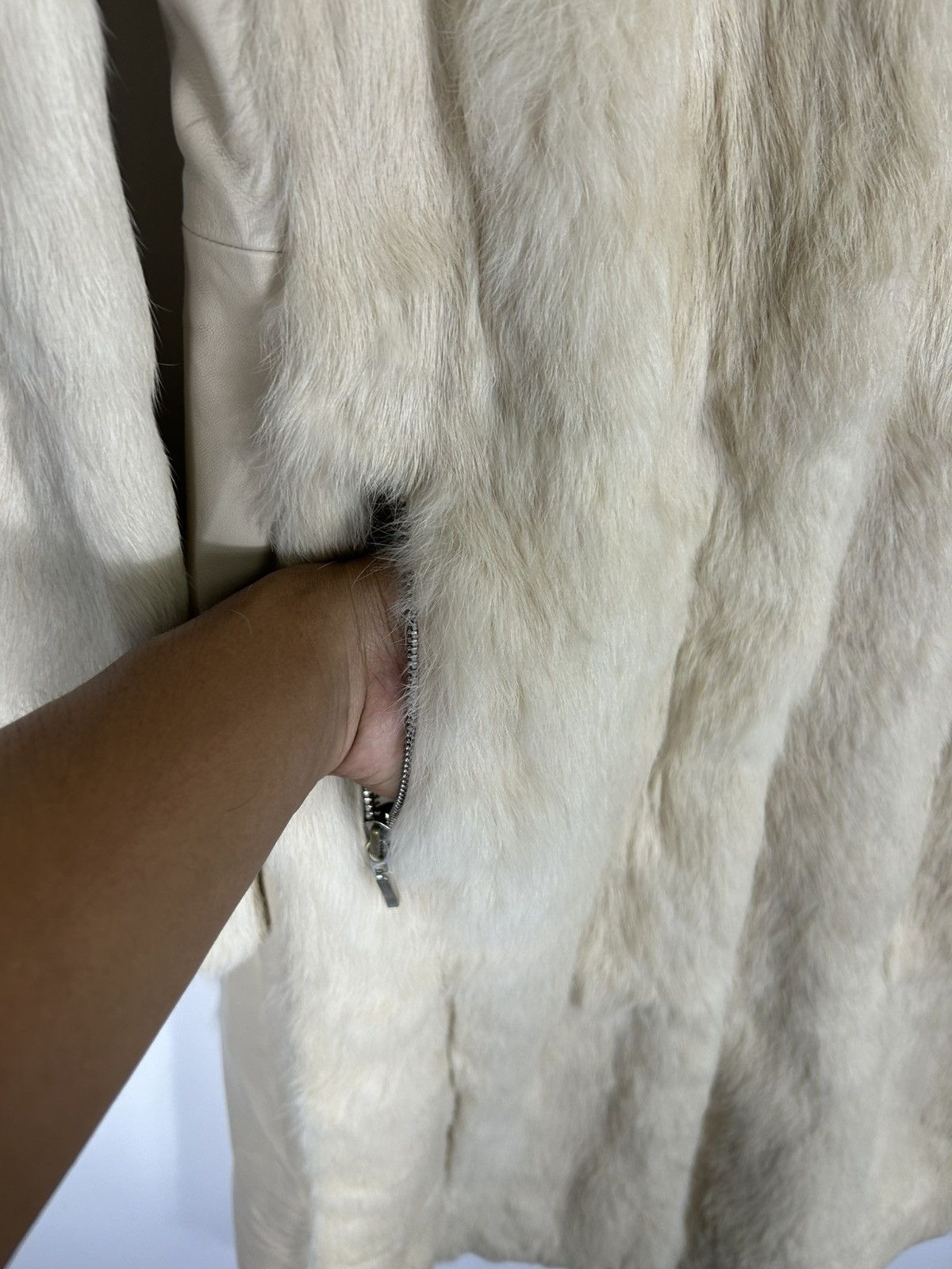 Sagafurs 🔥 Ines Et Marechal Rabbit Fur Real Leather Long Jacket Size S / US 4 / IT 40 - 6 Thumbnail