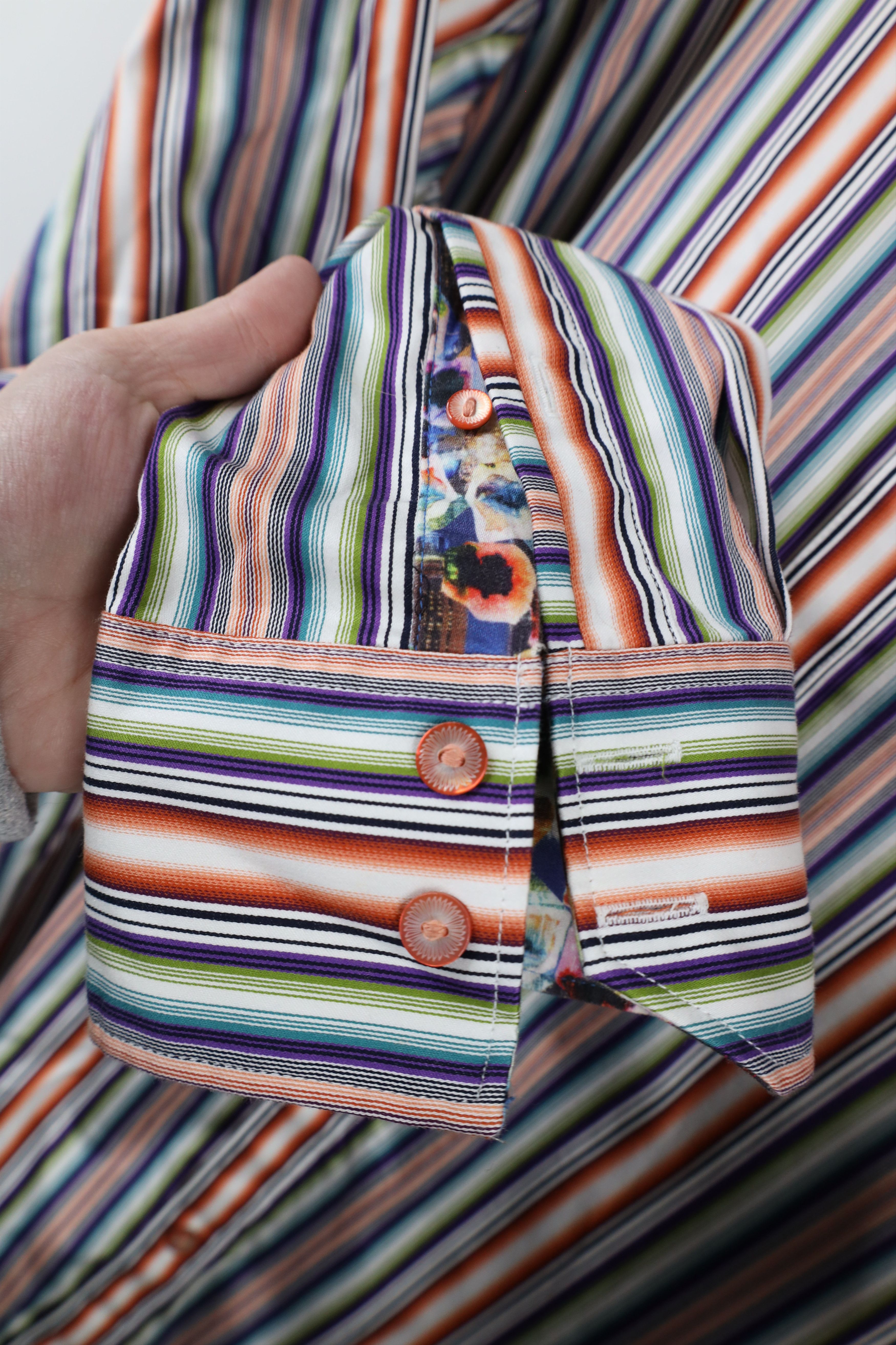Robert Graham × Vintage Robert Graham Tailored Rainbow Flip Cuff Button Shirt Size US XXL / EU 58 / 5 - 9 Thumbnail