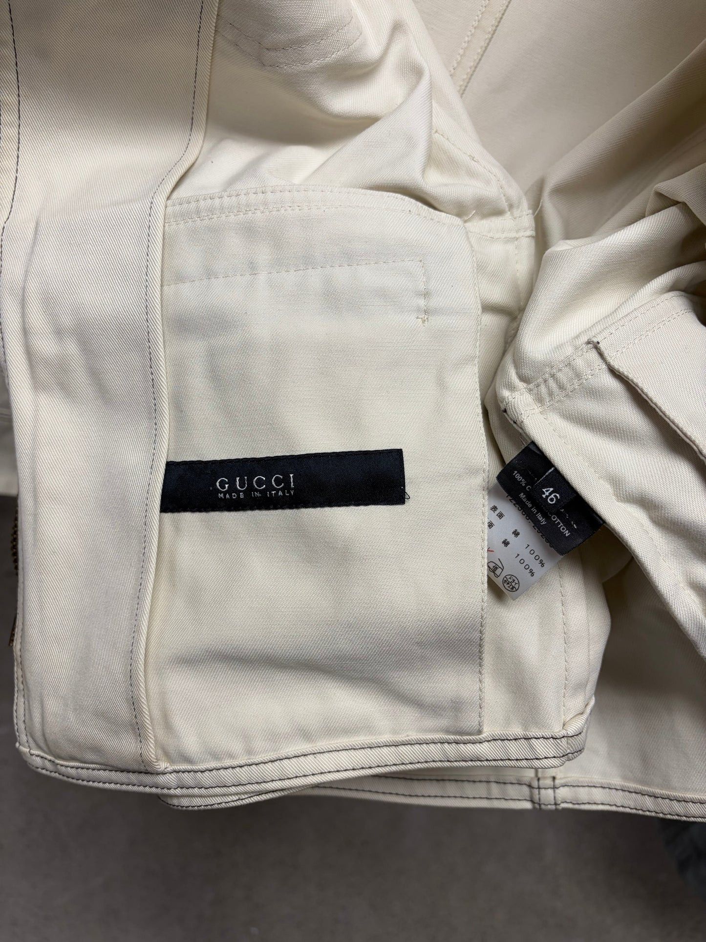 Gucci Mid 2000s Gucci by Frida Giannini Western Denim Cream White Work Jacket Size US S / EU 44-46 / 1 - 3 Thumbnail