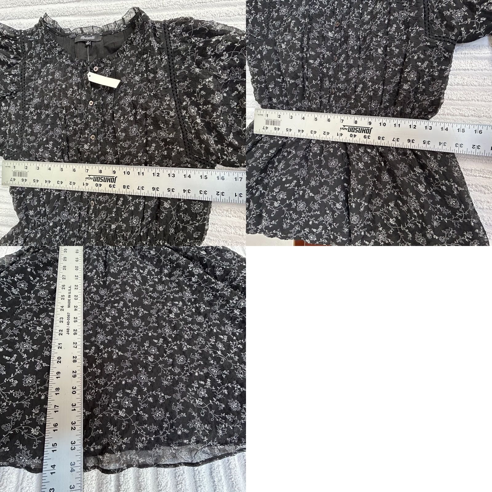 Madewell Madewell Dress Mini Ruffle-Neck Button-Front Dotted Vines XS New Women's Black Floral Queen Yellow? Size XS / US 0-2 / IT 36-38 - 8 Thumbnail