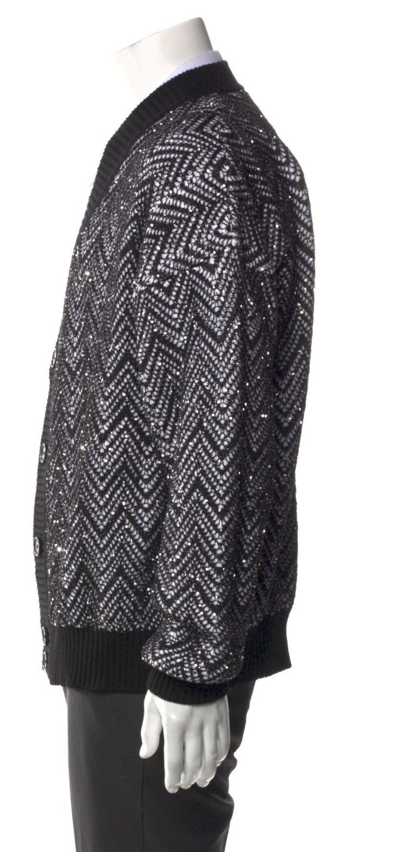 Missoni Missoni Black & Silver Metallic Chevron Knit Cardigan RUNWAY Size US M / EU 48-50 / 2 - 5 Thumbnail
