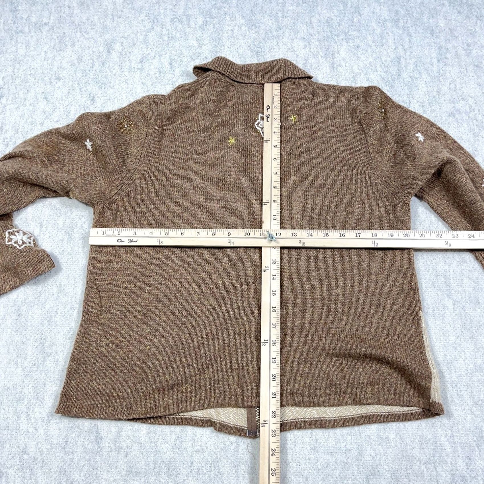 Vintage Vintage Christmas Cardigan Sweater Women M Full Zip Snowman Winter Brown Size M / US 6-8 / IT 42-44 - 7 Thumbnail