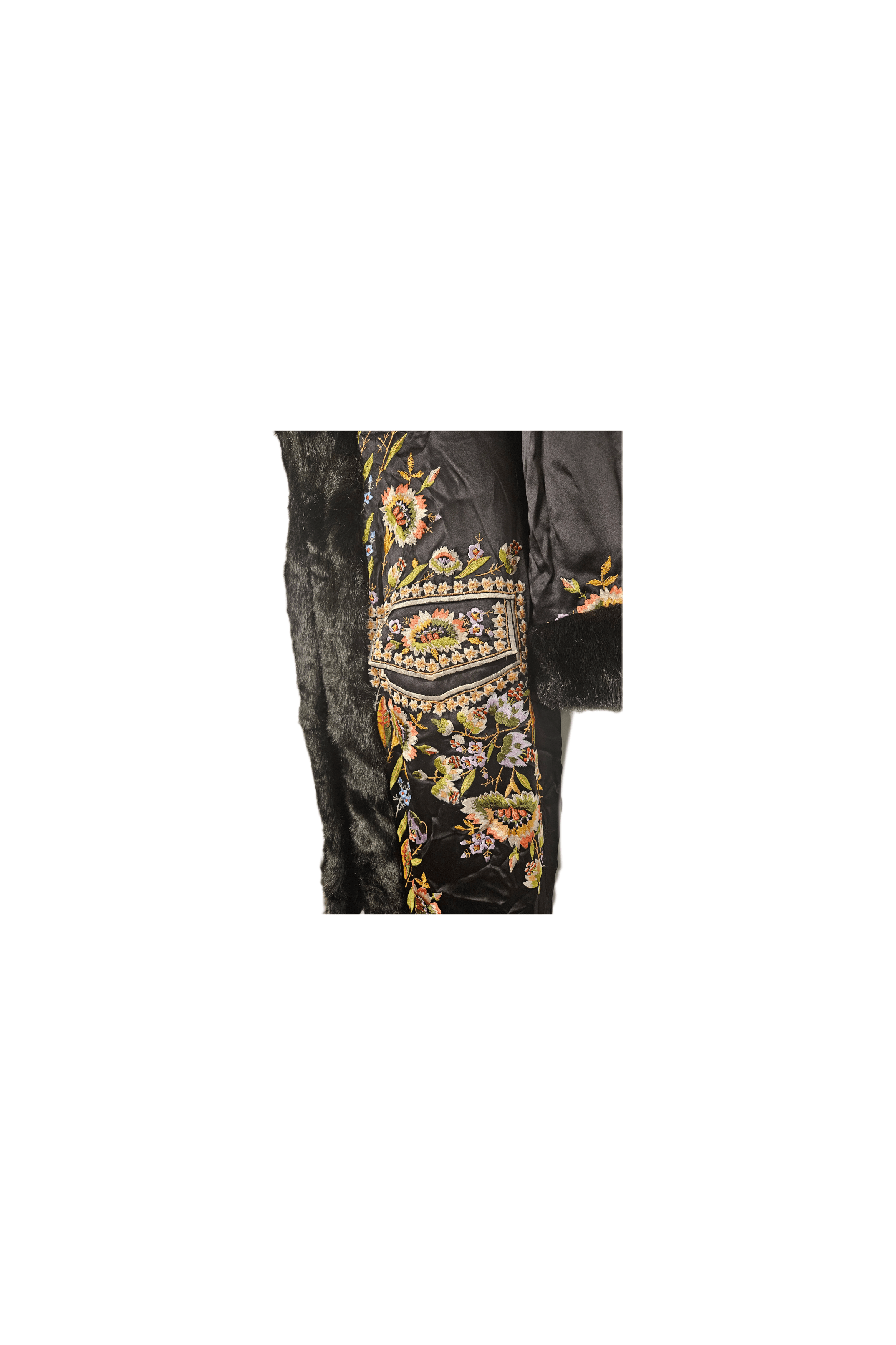 Other SUE WONG EMBROIDERD SILK FUR TRIM OPERA COAT Size M / US 6-8 / IT 42-44 - 3 Thumbnail
