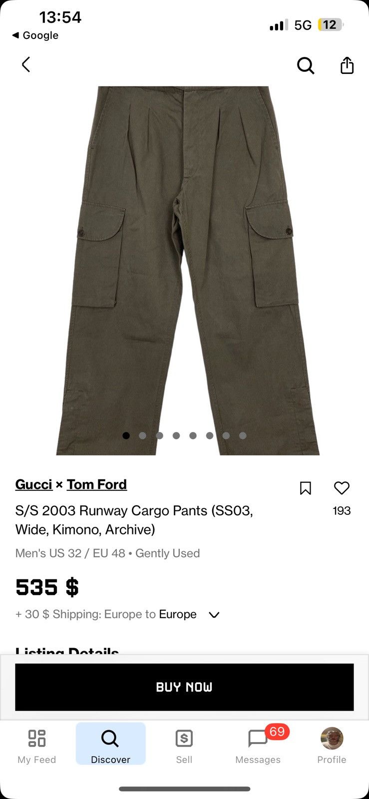Gucci Tom Ford Gucci Era Runway Cargo Size US 31 - 9 Thumbnail