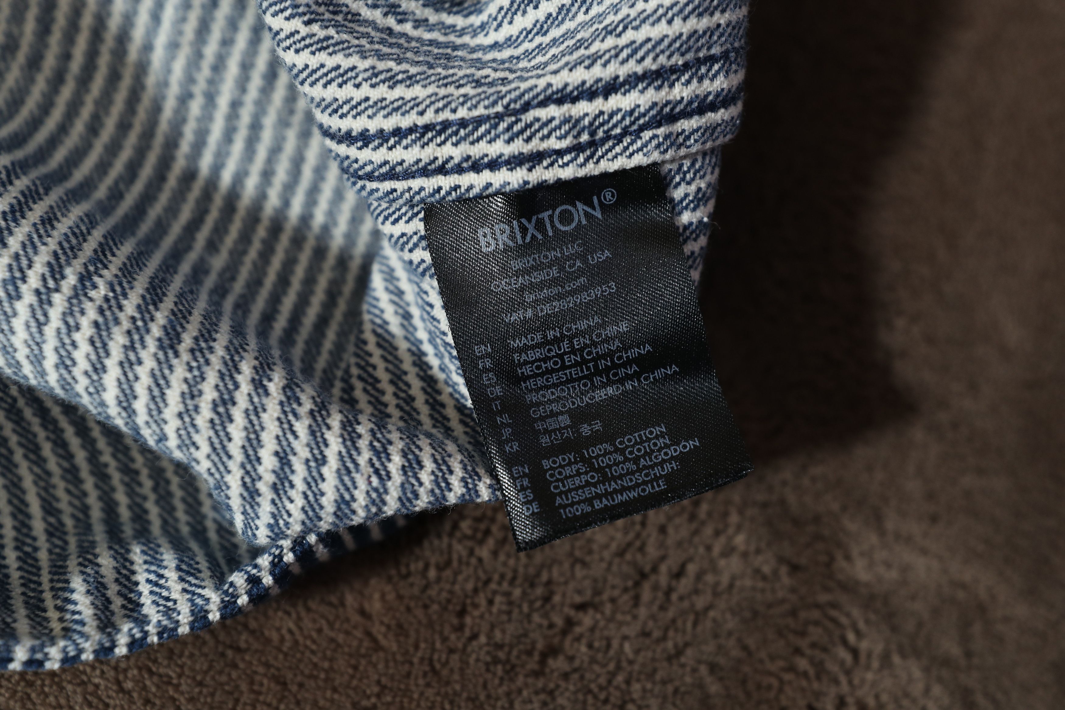 Brixton Brixton Striped Long Sleeve Overshirt (L) Size US L / EU 52-54 / 3 - 13 Thumbnail