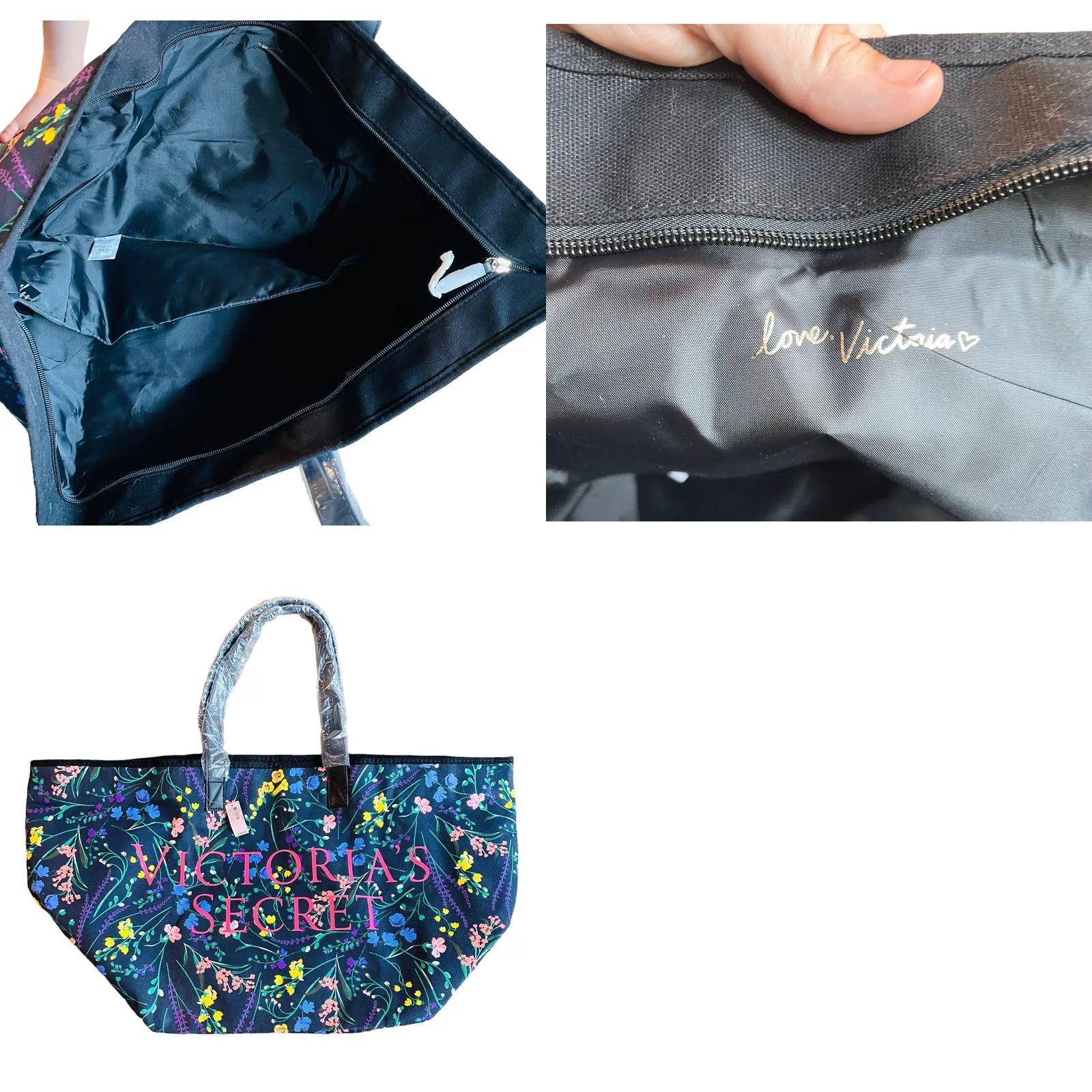 Victoria's Secret Victoria's Secret Weekender Tote Women's Floral NWT Blue Flowers Travel Bag, LG, Multicolor Linen/Cotton Canvas, Zip Closure, 25x13x7 in Size ONE SIZE - 11 Thumbnail