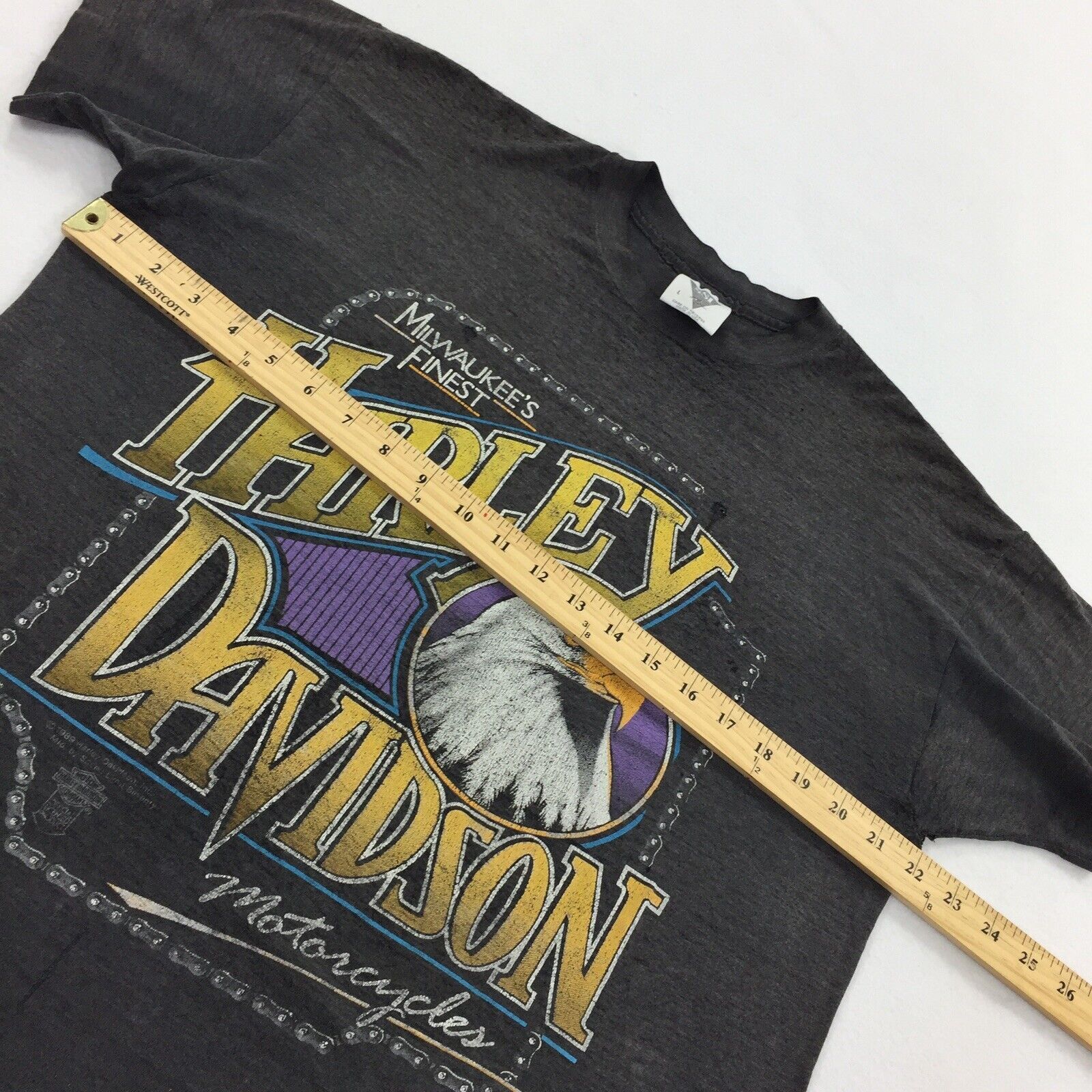 Harley Davidson × Vintage Vintage 1989 Harley Davidson Eagle Single Stitch T-Shirt Lrg Size US L / EU 52-54 / 3 - 11 Thumbnail