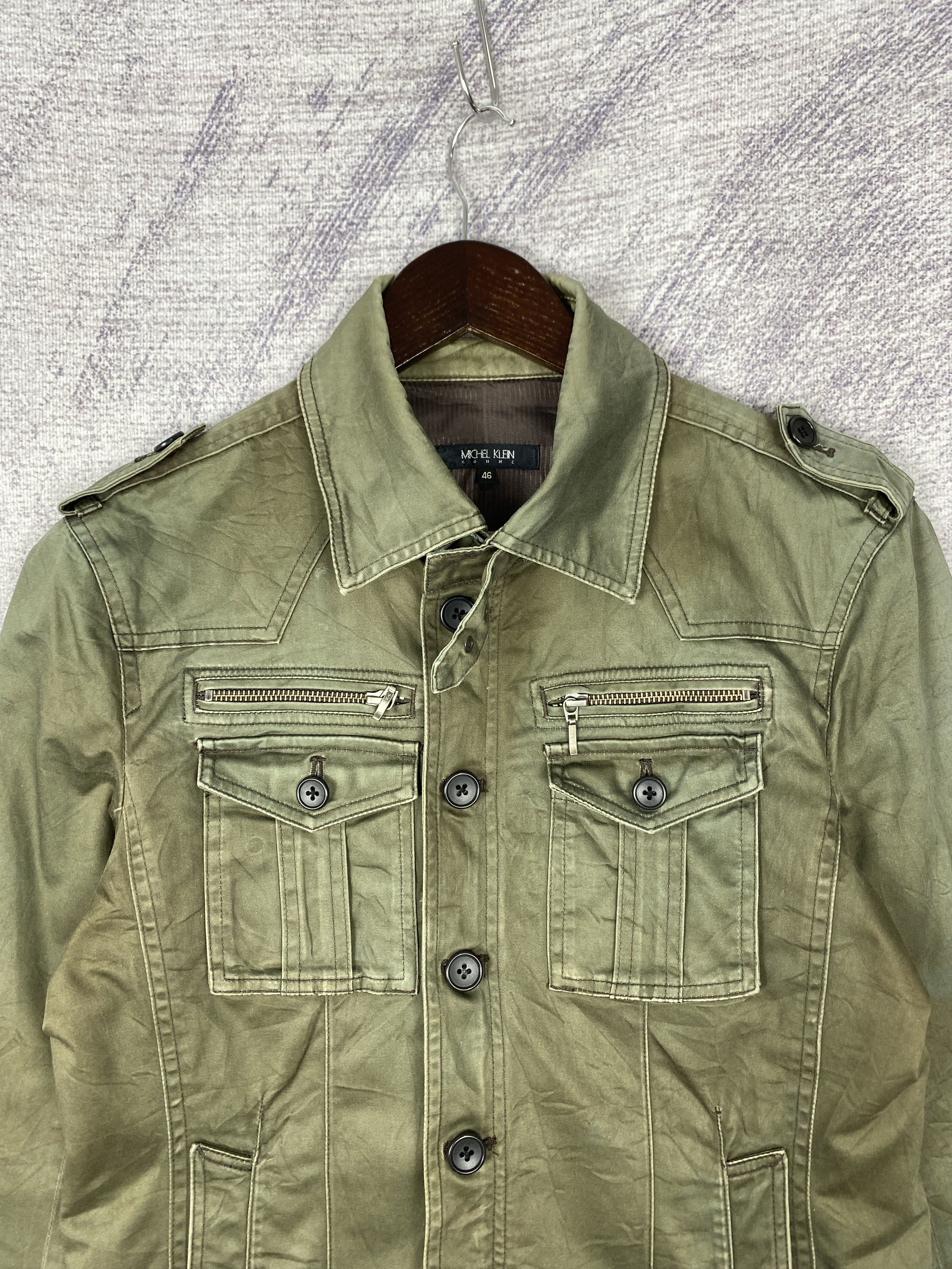 Michel Klein Vintage Michel Klein Homme Olive Green Utility Jacket Size US S / EU 44-46 / 1 - 2 Thumbnail