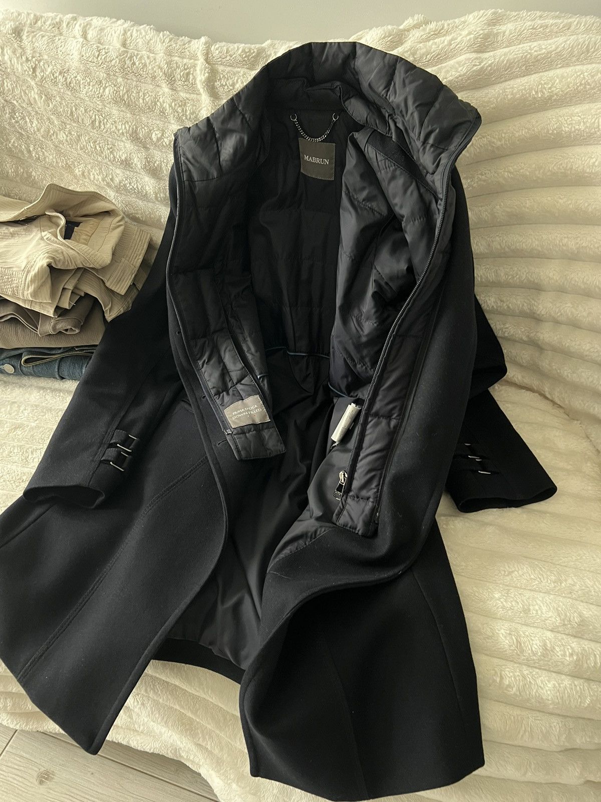 Other Mabrun Women’s Black Fitted Coat Wool Blend Jacket Removable Size M / US 6-8 / IT 42-44 - 13 Thumbnail