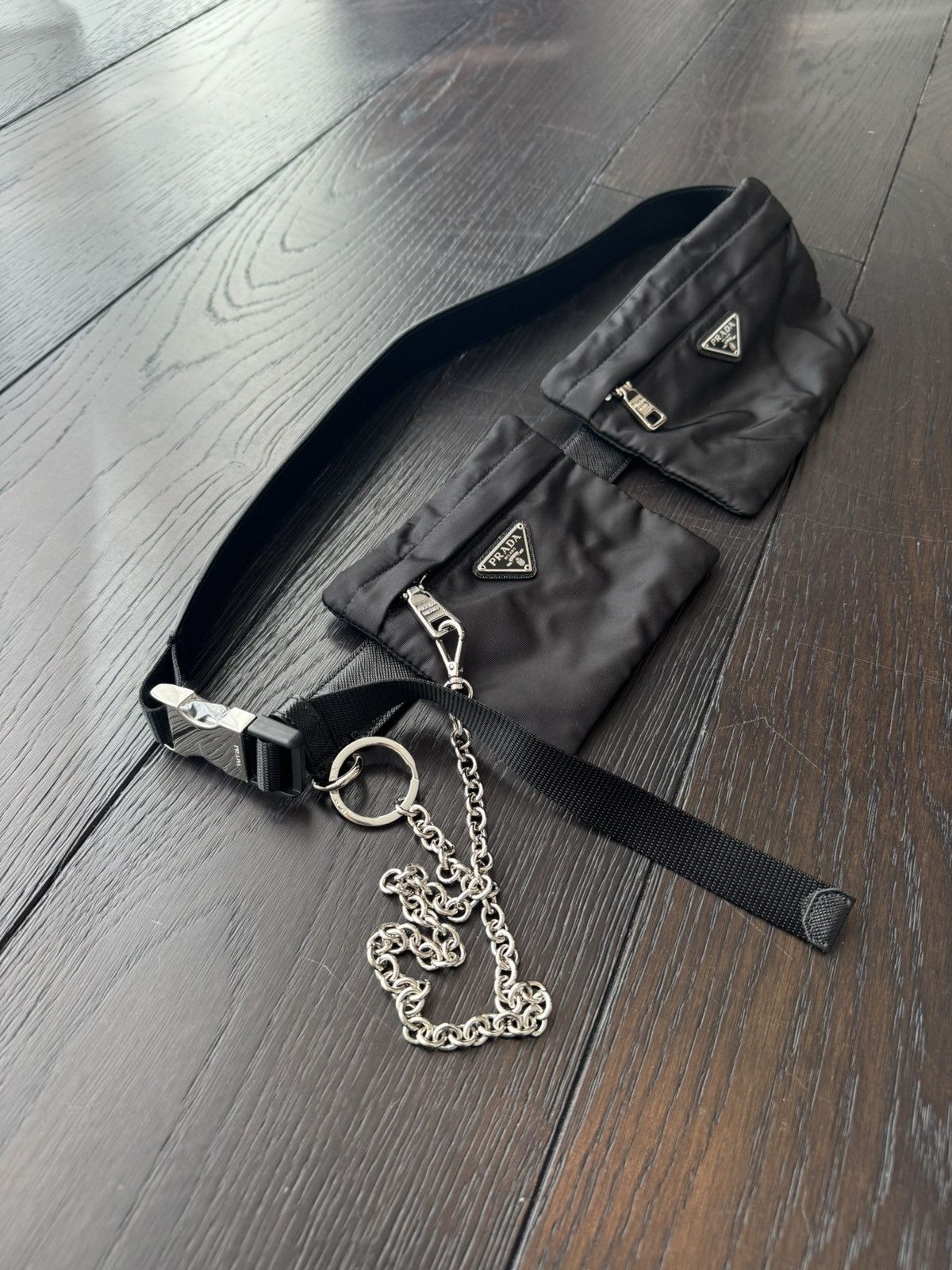 Prada Prada leather belt with 2 nylon pouches Size 40 - 8 Thumbnail