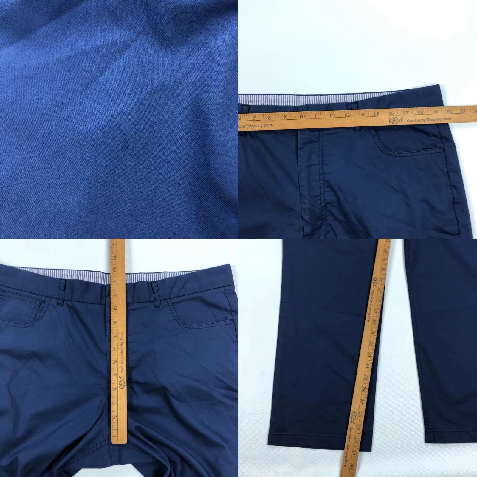 Vintage Holderness & Bourne The Warner Pants Men 38x32 Navy Tailored Stretch Chino Flat Front Belt Loops Pockets Size US 38 / EU 54 - 8 Thumbnail