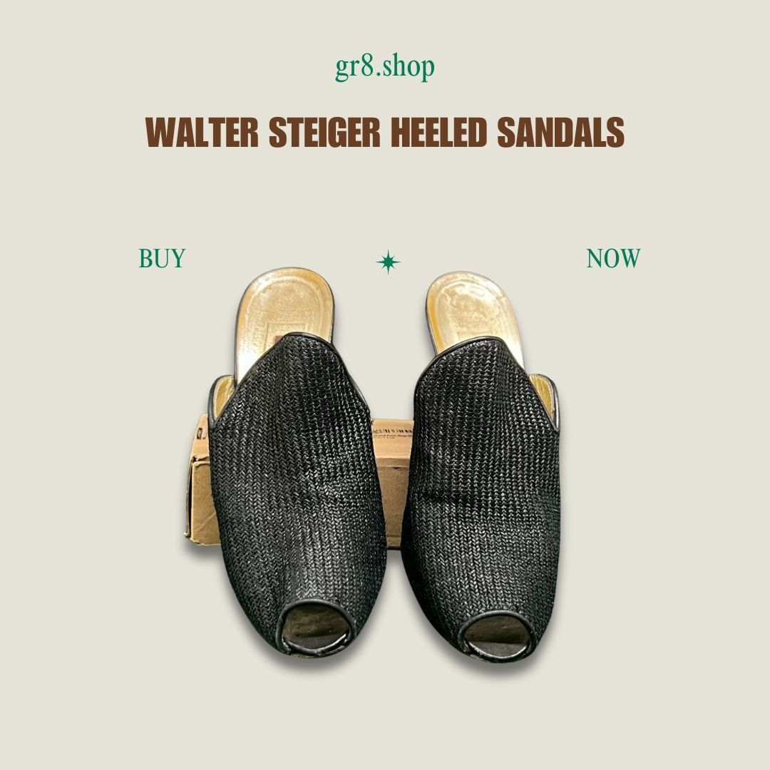 Walter Steiger Walter Steiger Womens Heeled Sandals Size 7.5 Black Woven Op Size US 7.5 / IT 37.5 - 1 Thumbnail