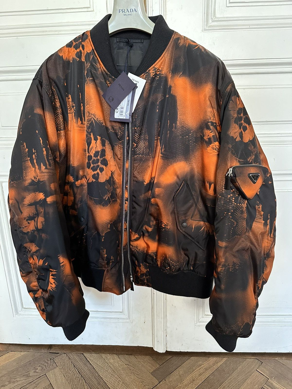 Image of Prada NWT 2021 / 22 Human Floral Runway Bomber Jacket Raf Simons in Black, Men's (Size XL)