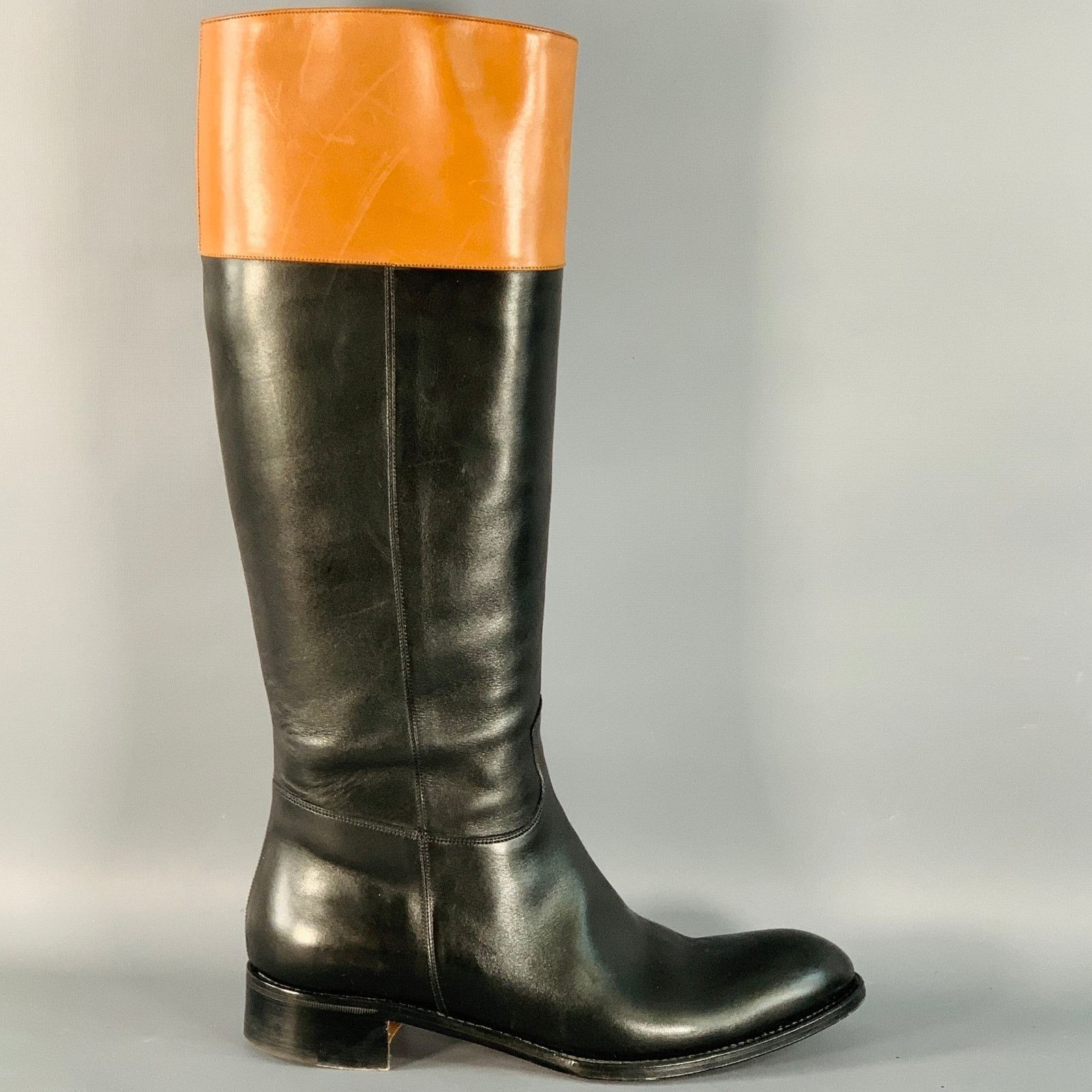 Paul Stuart PAUL STUART 7.5 Black Tan Leather Side Zipper Riding Boots Size US 7.5 / IT 37.5 - 2 Thumbnail