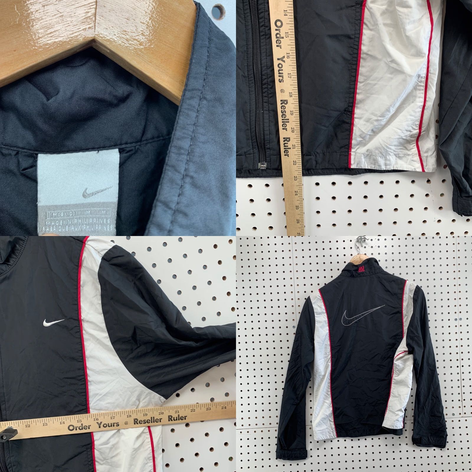 Nike VTG Nike Windbreaker Lined Black Jacket Women M 90s Embroider Swoosh Silk Screen? Size M / US 6-8 / IT 42-44 - 8 Thumbnail