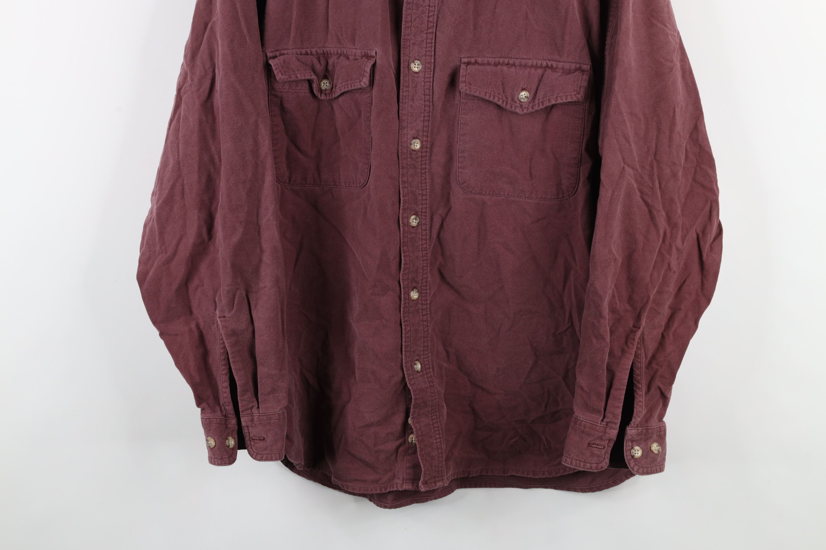 Eddie Bauer × Vintage Vintage 90s Eddie Bauer Chamois Cloth Button Shirt Burgundy Size US M / EU 48-50 / 2 - 3 Thumbnail