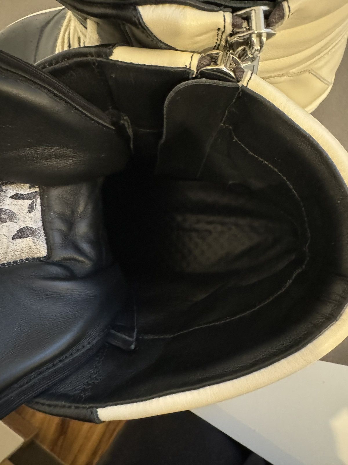 Rick Owens × Rick Owens Drkshdw Rick Owens Milk/Black Geobaskets Size US 9 / EU 42 - 7 Thumbnail