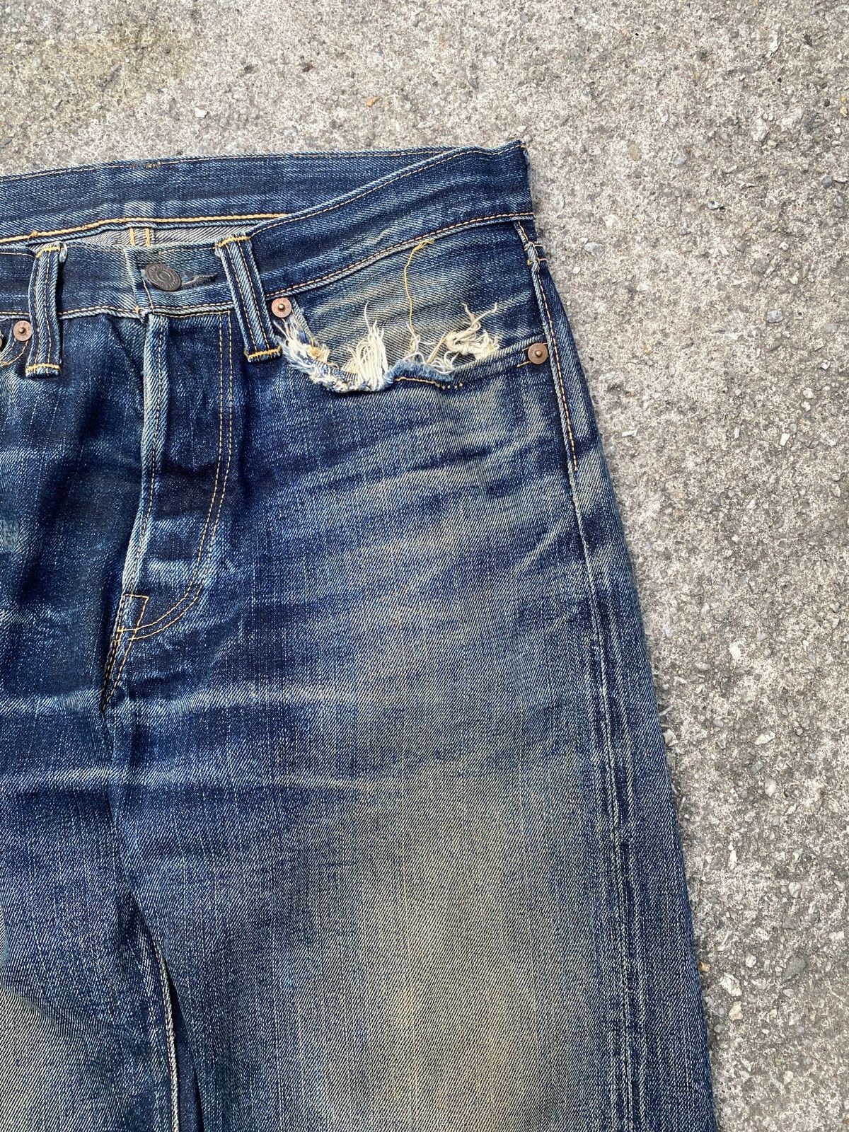 The Flat Head Lot 3005-22 The Flat Head Selvedge Honeycomb Distressed Size US 29 - 8 Thumbnail