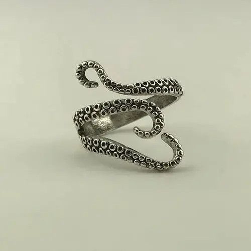 Handmade × Jewelry Kraken Octopus Sterling Silver Adjustable Ring Size ONE SIZE - 2 Thumbnail