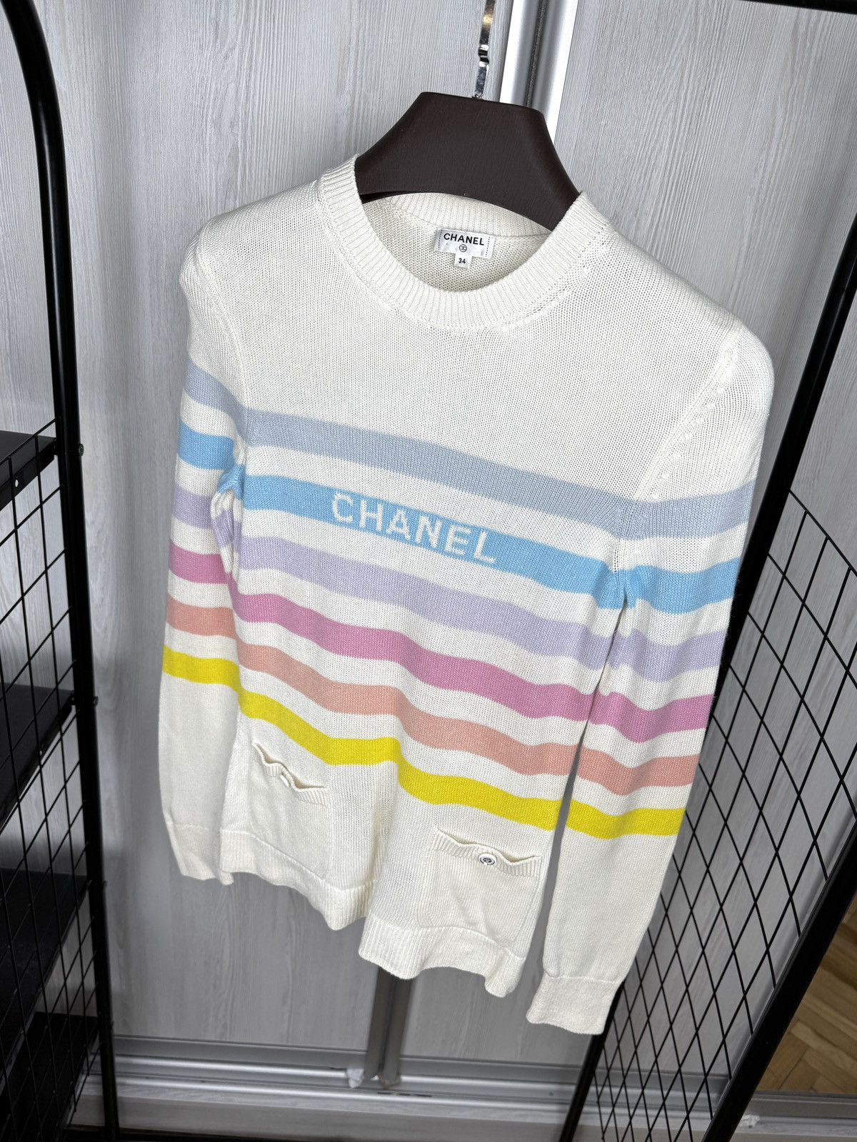 Chanel CHANEL 19c "La Pausa" Striped Multi Cashmere sweater Jumper Size XS / US 0-2 / IT 36-38 - 8 Thumbnail