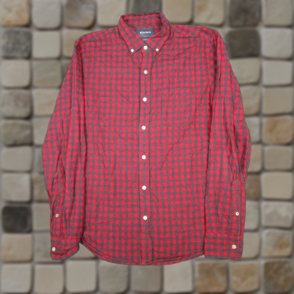 FRED Bonobos Shirt Mens Medium Red Black Cotton Button Up Size US M / EU 48-50 / 2 - 1 Thumbnail