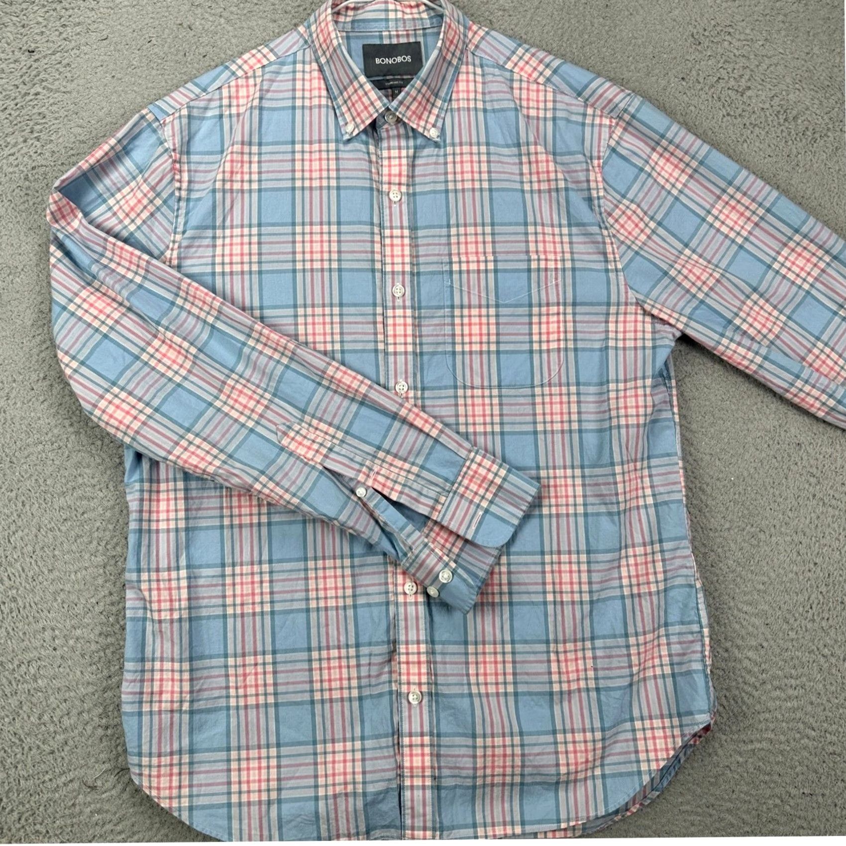 Bonobos Bonobos Shirt Mens Medium Blue Pink Button Down Standard Fit Plaid Long Sleeve Size US M / EU 48-50 / 2 - 2 Thumbnail