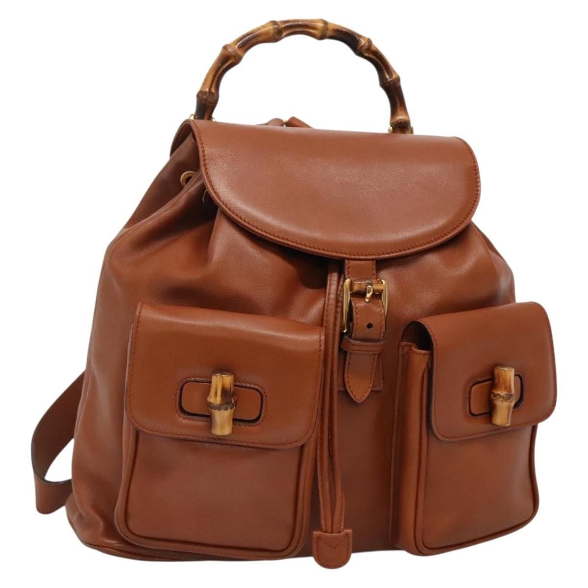 Gucci Gucci Vintage Bamboo Backpack Leather Size ONE SIZE - 1 Thumbnail