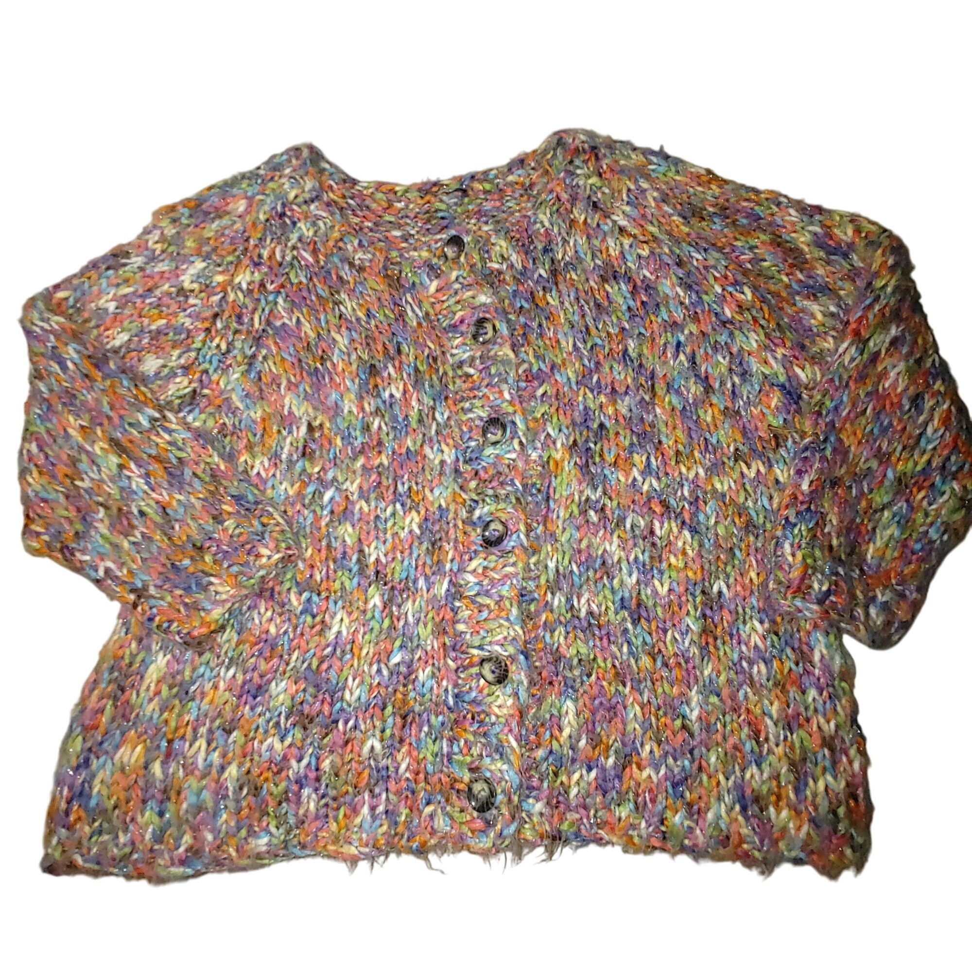 Other Cardigan Sweater XL Multicolor Oversize Cropped Chunky Knit Size XXL / US 16-18 / IT 52-54 - 1 Thumbnail