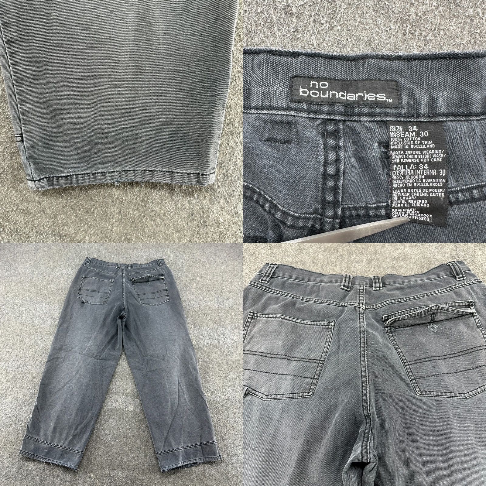 Vintage VINTAGE No Boundaries Jeans Men 34x30 Black Denim Straight 5-Pocket Distressed Rise Mid Inseam 30 Regular Shirt? Size US 34 / EU 50 - 9 Thumbnail