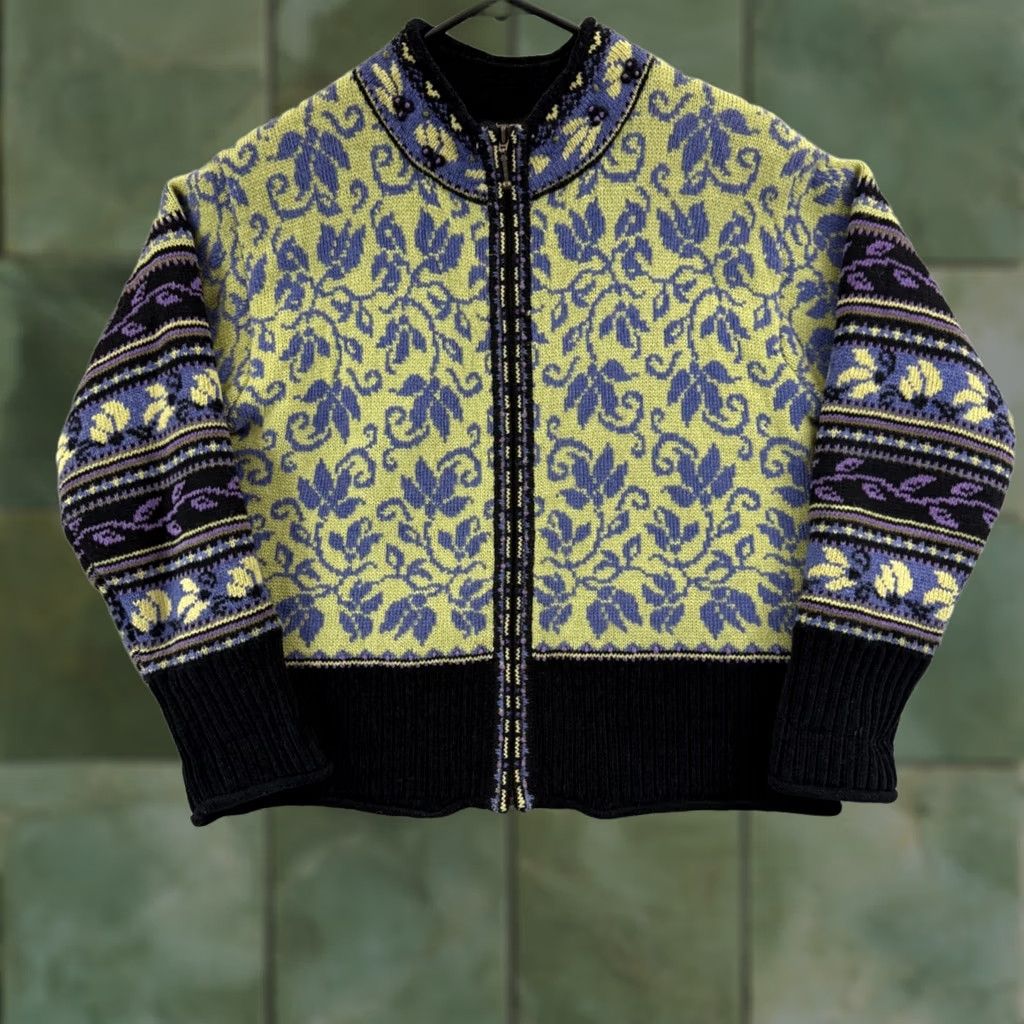 Vintage VINTAGE Icelandic Design Sweater Womens Medium Wool Floral Zip Up Nordic Outdoor Size M / US 6-8 / IT 42-44 - 1 Thumbnail