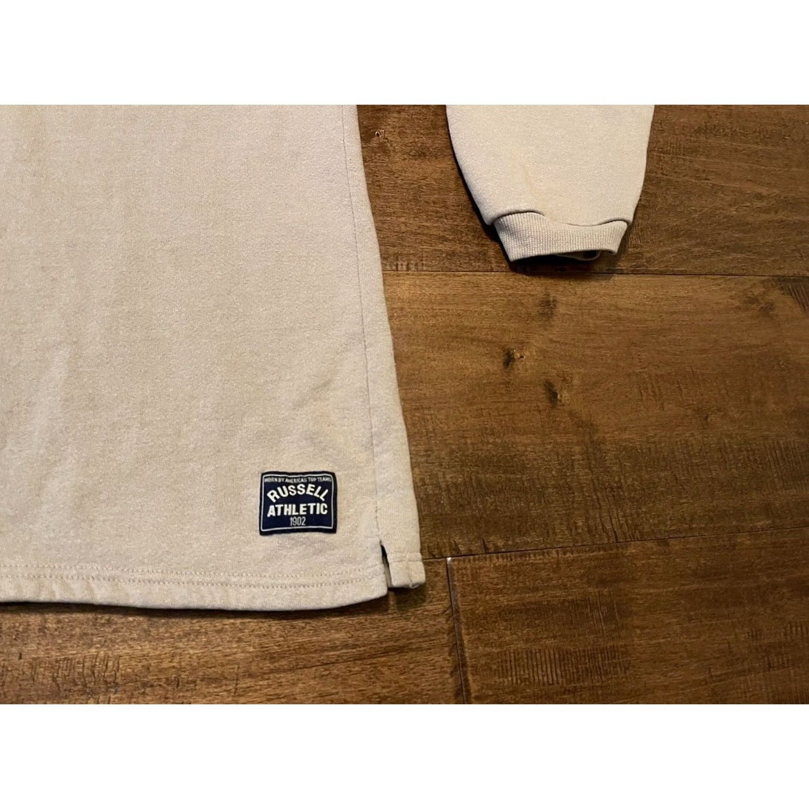 Russell Athletic VINTAGE Russell Made in USA 50/50 Blank Beige Henley Sweatshirt Men's XLarge Size US XL / EU 56 / 4 - 2 Thumbnail