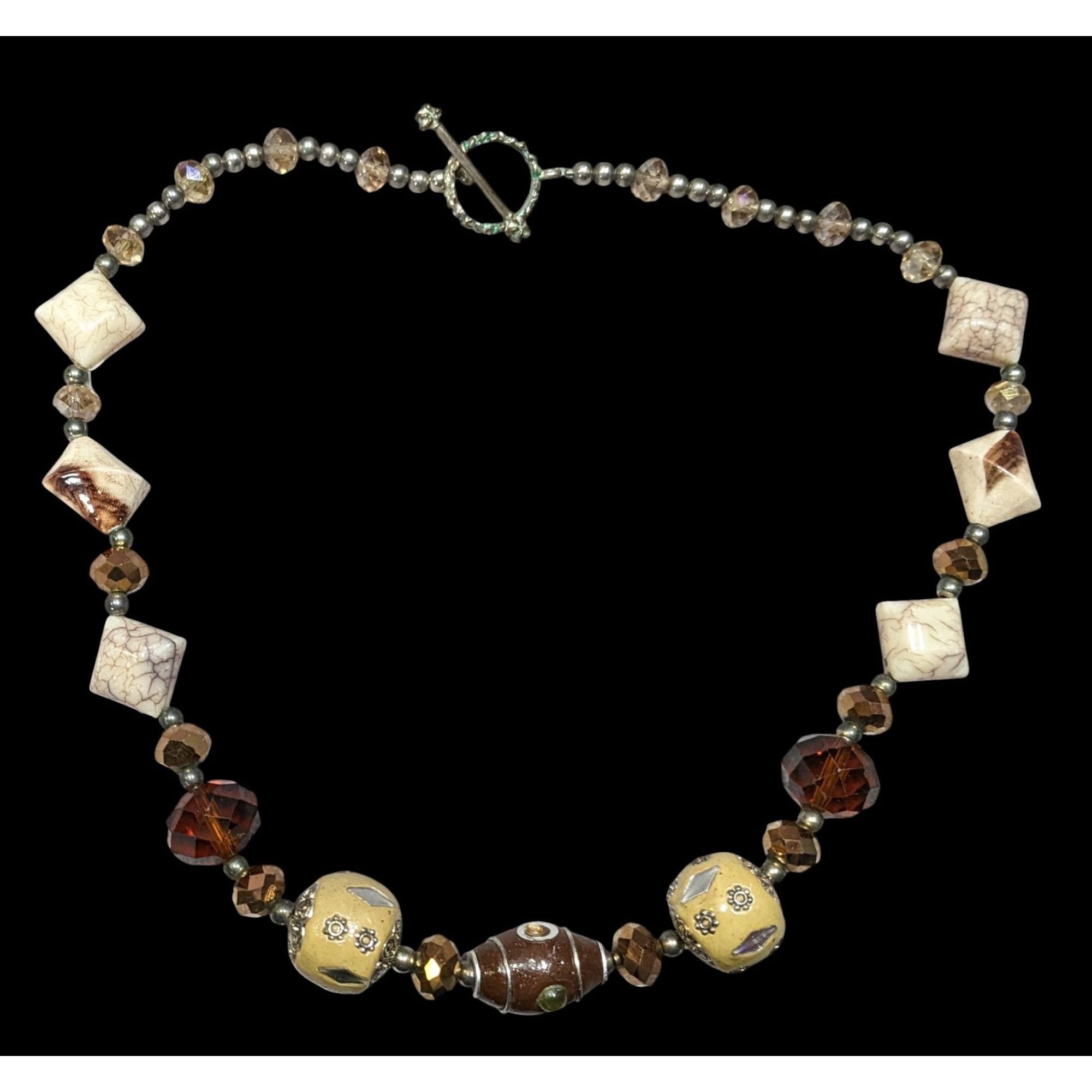 Other Vintage Earth Tone Bohemian Mixed Media Beaded Necklace Size ONE SIZE - 1 Thumbnail