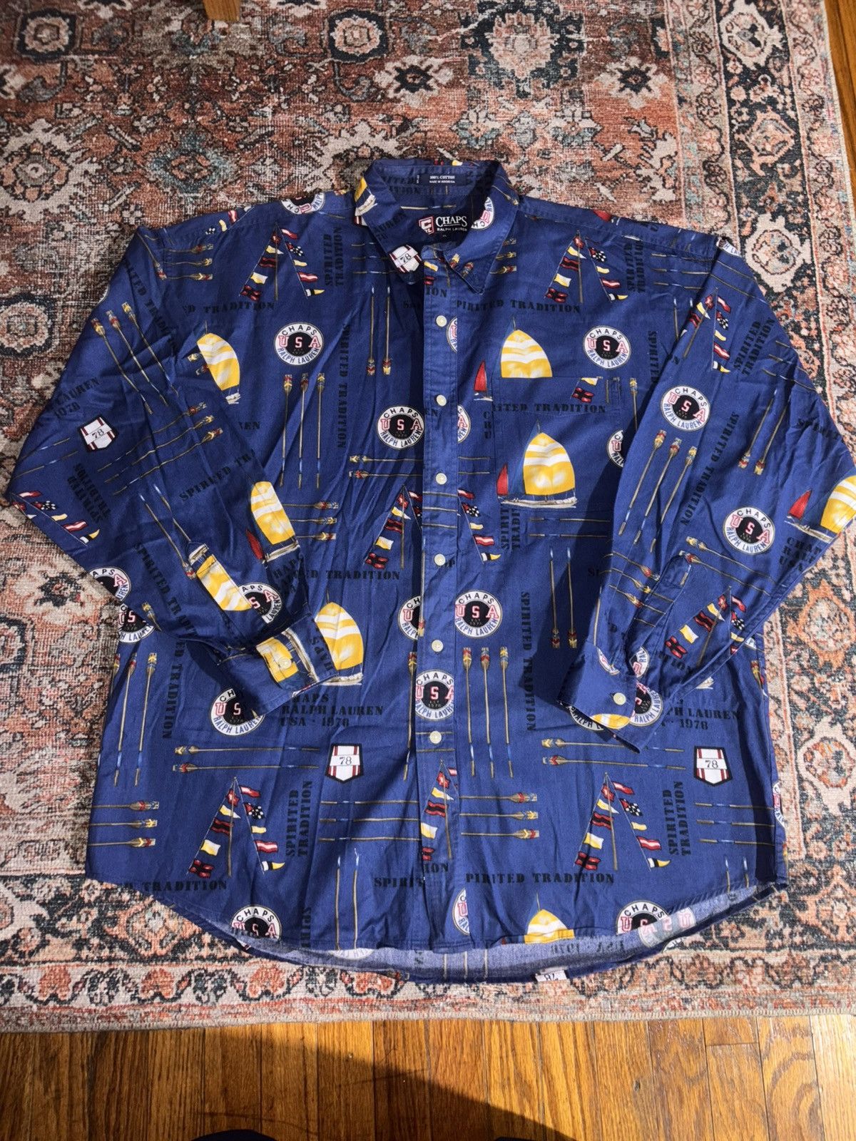 Chaps Ralph Lauren Vintage full print chaos Ralph Lauren button up Size US XL / EU 56 / 4 - 1 Thumbnail