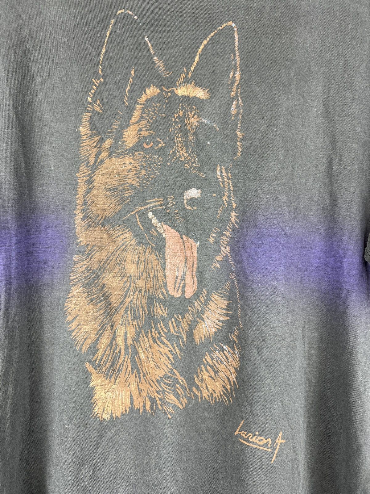 Vintage Vintage 90s Faded Big Face Dog tshirt y2k distressed Larion Size US L / EU 52-54 / 3 - 3 Thumbnail