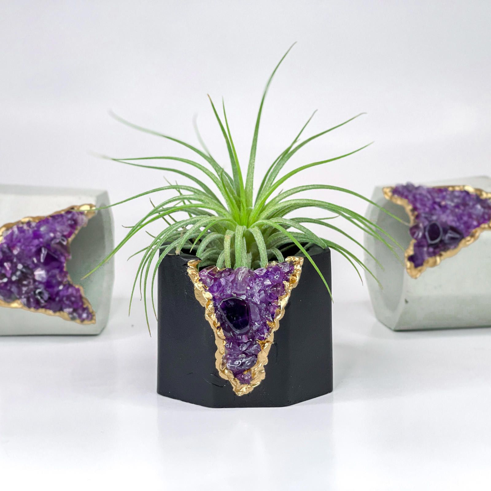 Other Amethyst Crystal Planter Geode Pot Pot Air Plant Holder Size ONE SIZE - 2 Thumbnail