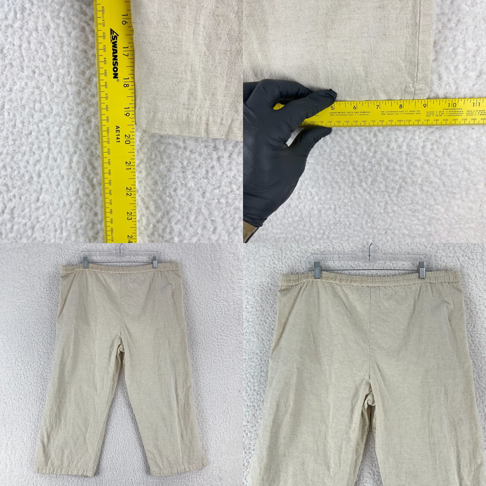 Vintage Tantrums Ivory Linen Cotton Blen Cropped Pants Womens XL Pull On Casual Linen Cotton Blend Ivory Cropped Pants Womens XL Tantrums Pulll On Size 40" / US 18 - 8 Thumbnail