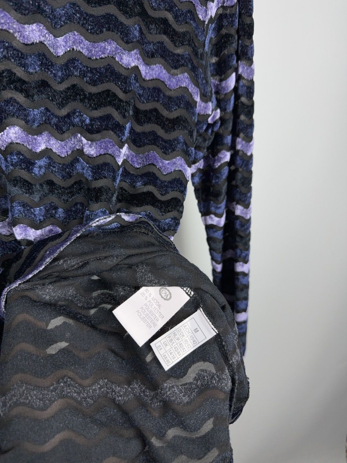 Japanese Brand Avant Garde 90s Y2K Mesh Wave Longsleeve Purple Grunge Top Size M / US 6-8 / IT 42-44 - 8 Thumbnail