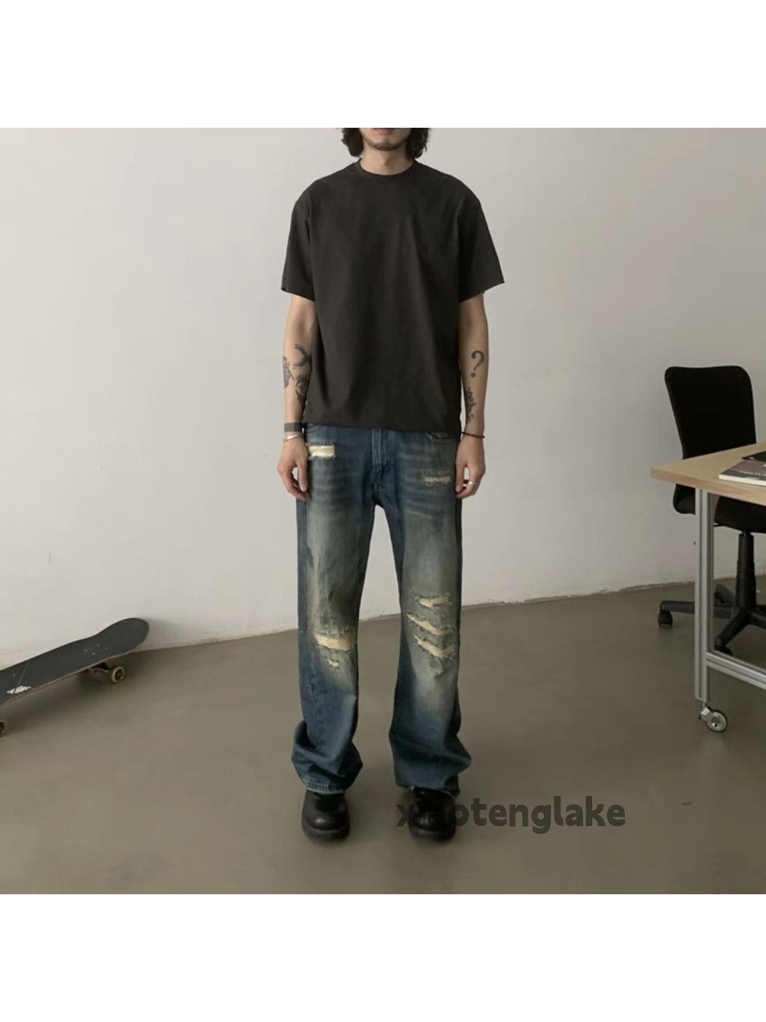 Jean × Vintage washed faded loose baggy stain punk grunge jeans Size US 32 / EU 48 - 3 Thumbnail