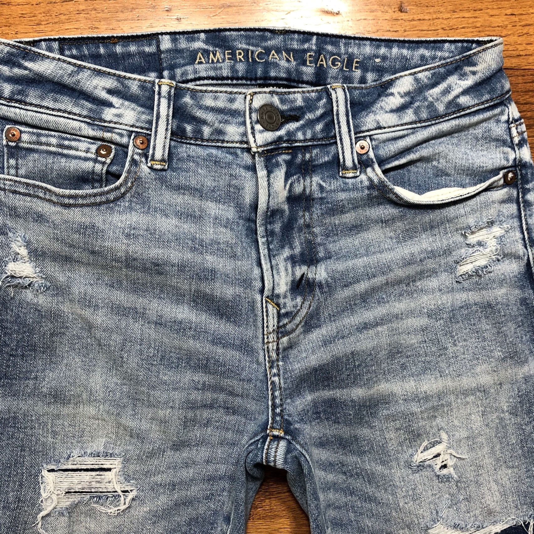 American Eagle Outfitters American Eagle Outfitters Jeans Mens 28x30 Jeans Athletic Skinny Blue Denim Distressed Zipper 5-Pocket USA Cowboy Logo Casual Regular Mens Size US 28 / EU 44 - 3 Thumbnail