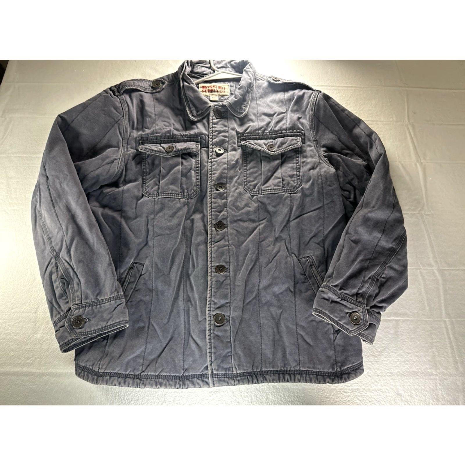 Mossimo VINTAGE Mossimo Jacket Womens Large Navy Button Up Collared Field Coat Shirt Size L / US 10 / IT 46 - 3 Thumbnail