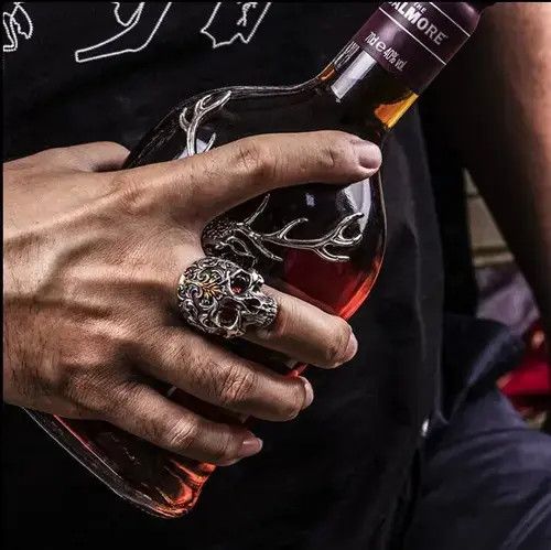 Jewelry Vintage Gothic Skull Ring Size ONE SIZE - 2 Thumbnail