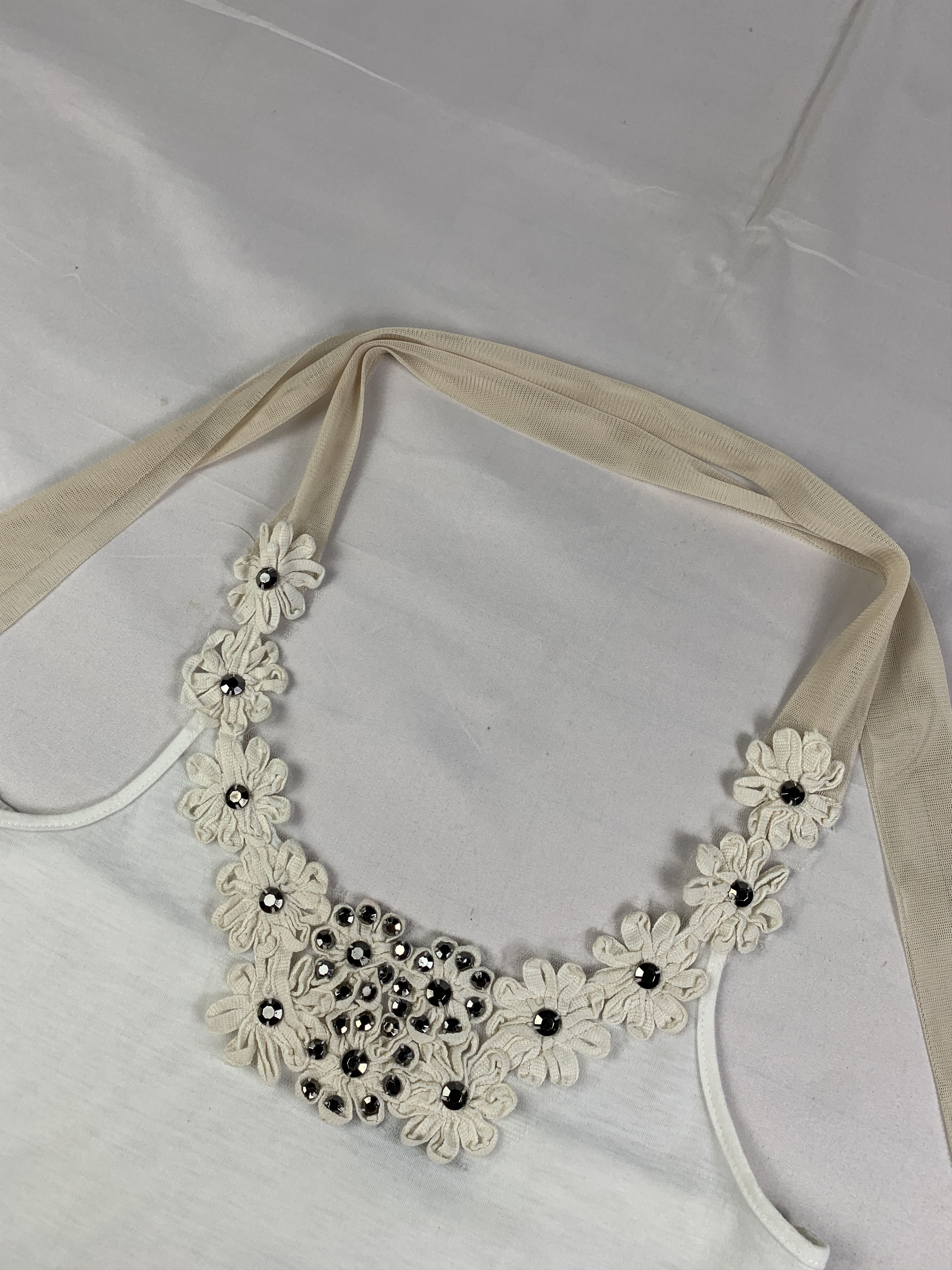 Japanese Brand Zenise White Beady Halter Top (M) Size M / US 6-8 / IT 42-44 - 4 Thumbnail
