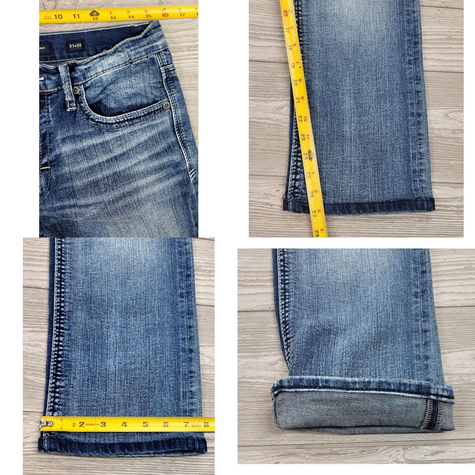 BKE BKE Jake Straight Jeans Men 31x27 Blue Denim Stretch Medium Wash Distressed Fade Regular Mens Size US 31 - 9 Thumbnail