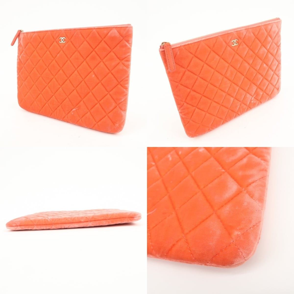 Chanel Chanel Matelasse Velour Clutch Orange Size ONE SIZE - 3 Thumbnail
