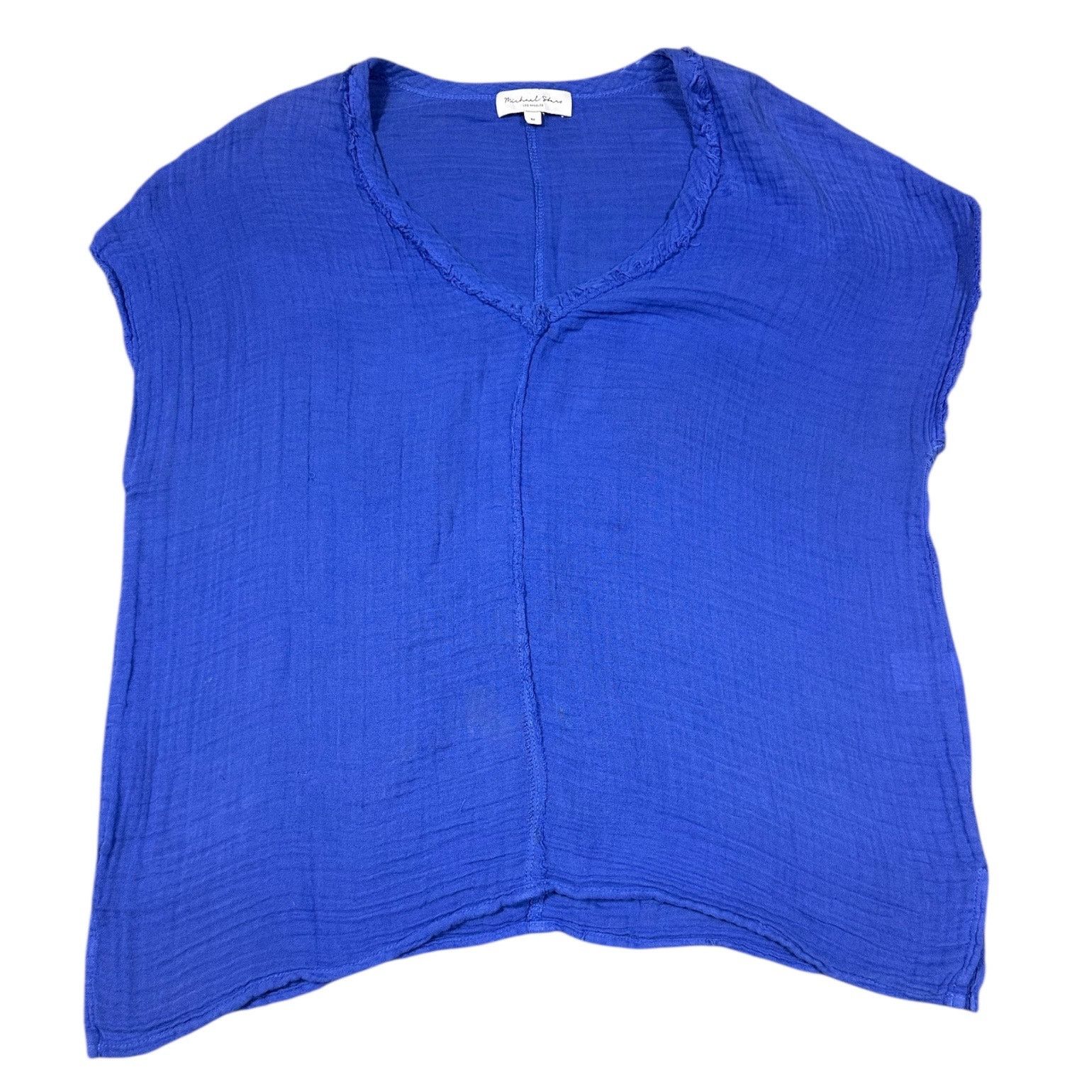 Michael Stars Michael Stars Blue Gauze Cotton V-Neck Top Size M Size M / US 6-8 / IT 42-44 - 2 Thumbnail