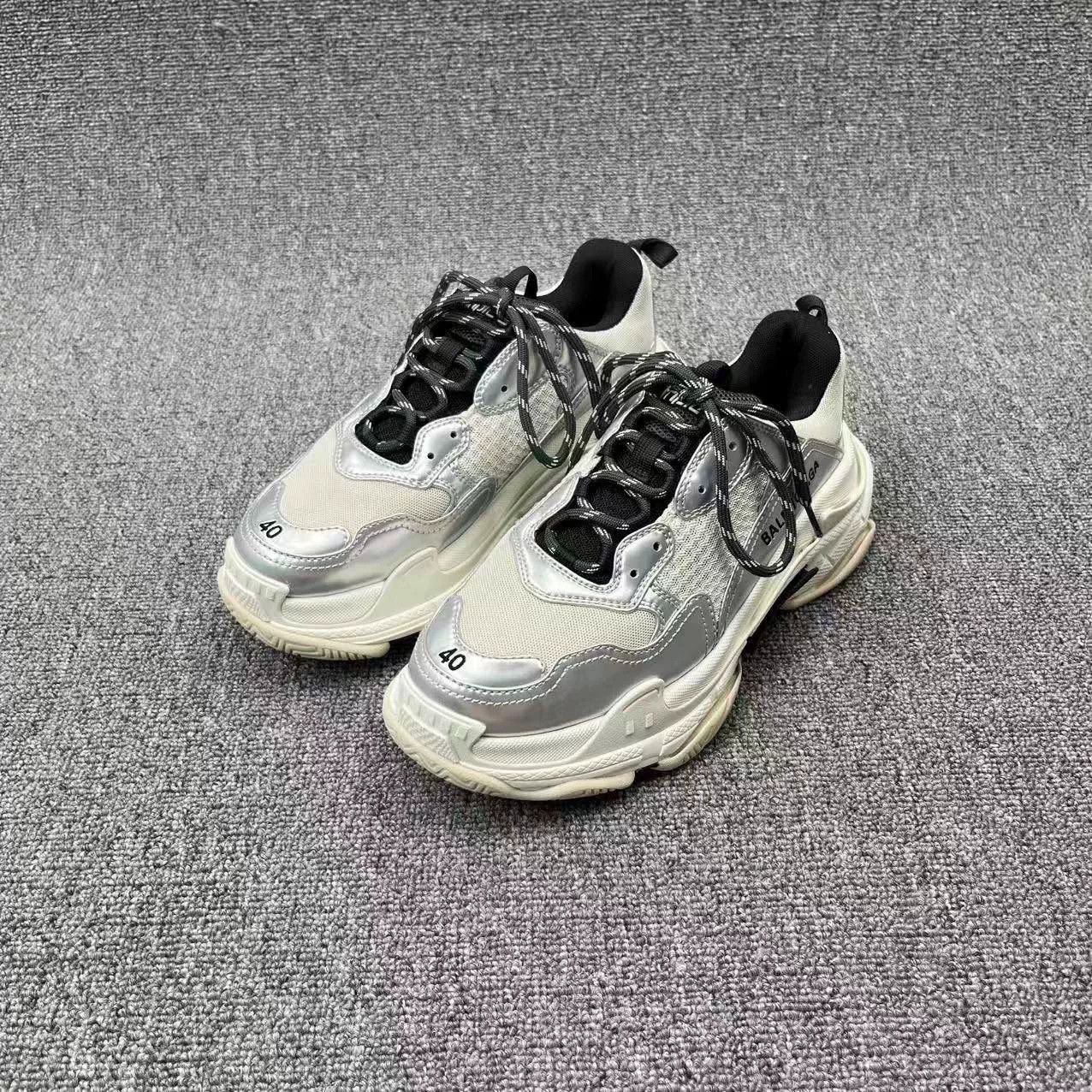 Balenciaga Balenciaga Triple S Silver Mirror Dad Sneakers Size US 7.5 / EU 40-41 - 1 Thumbnail