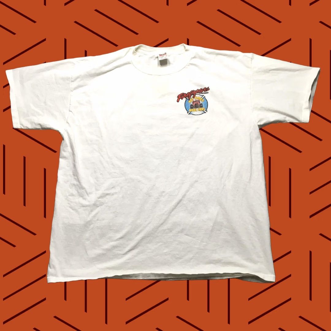Anvil VINTAGE Firefighters Hot Times Kool Cars Shirt Mens 2XL White Car Show 90s Size US XXL / EU 58 / 5 - 1 Thumbnail