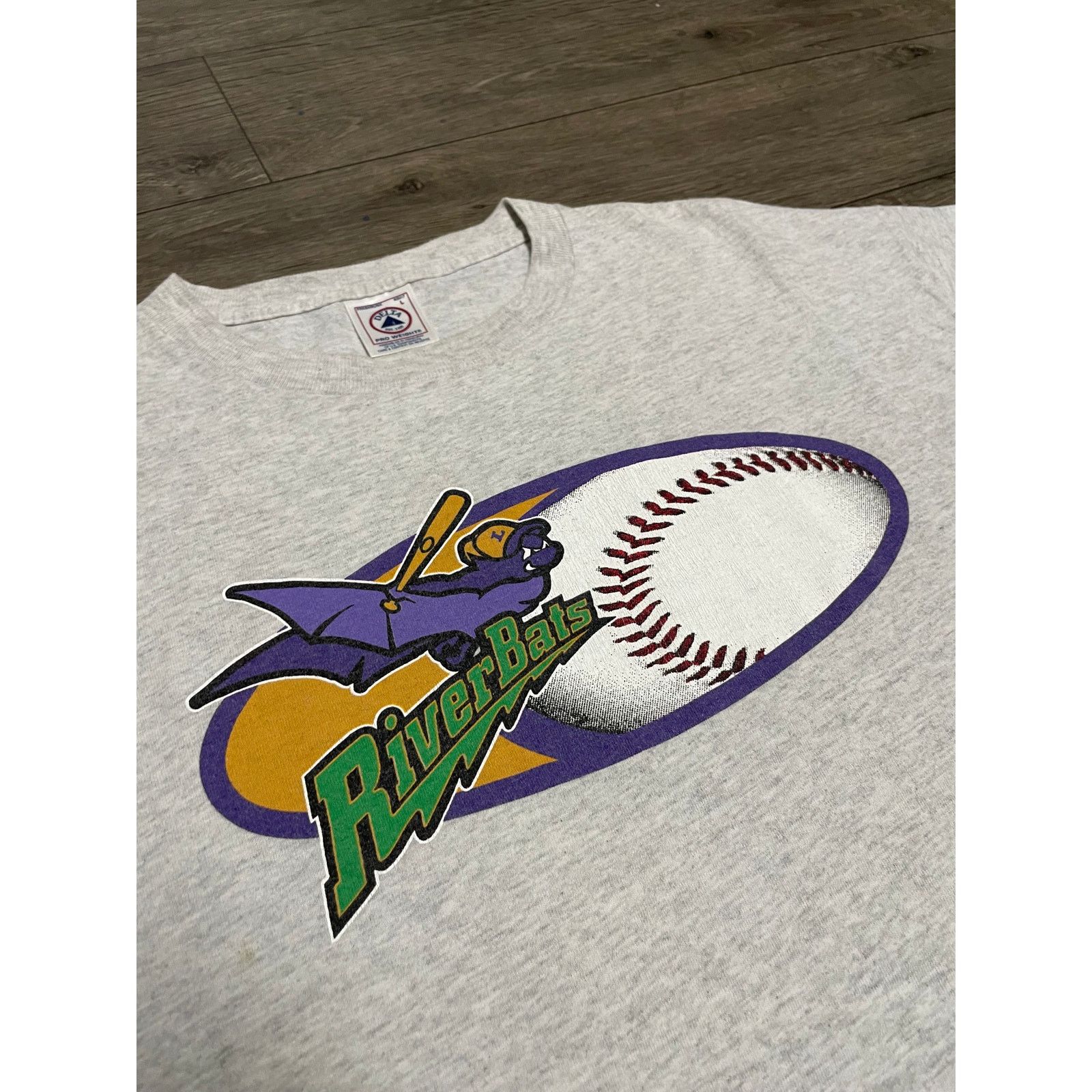 Delta × Vintage Vintage River Bats Baseball Tee Gray Sz L 90s Delta Size US L / EU 52-54 / 3 - 2 Thumbnail